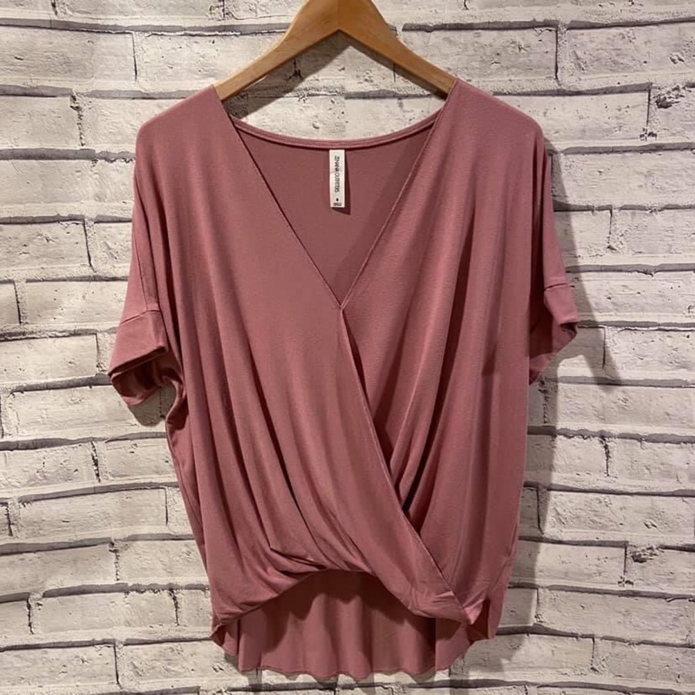 Rose flowing draped top